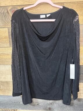 CHICO’S Travelers Women’s Lace Inset 3/4 Sleeve Top Size 3 NWT